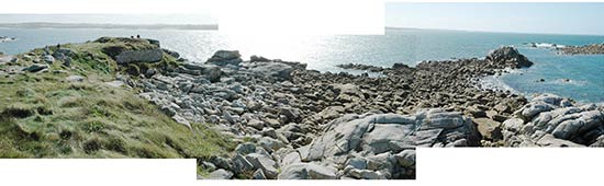 Les rochers et l'îlot de Golhédec au bout de l'île de Sieck